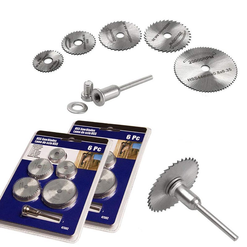 Saipor Saiper 12pcs/2Sets HSS Circular Wood Cutting Saw Blade Discs with 2pcs 1/8" Shank Extension Rod for Dremel Rotary Tool Mandrel - Image 2